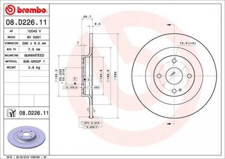 Tarcza ham. F124 SPIDER ty│ Brembo 08D22611