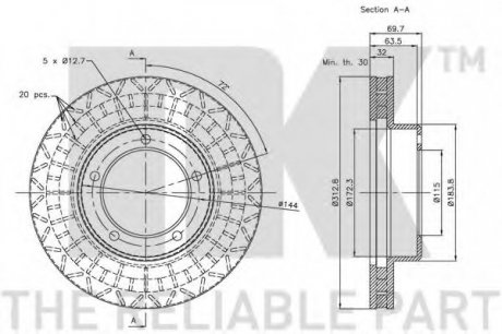 Диск гальмівний перед. Toyota Land Cruiser/Lexus LX470 98- NK 204597