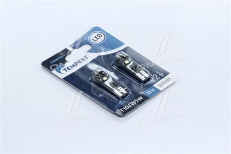 Лампа LED б/ц габарит и панель приборов T10 доп. сопр. 2SMD W5W 12V WHITE2шт. блистер <> TEMPEST TP-211T10-12V