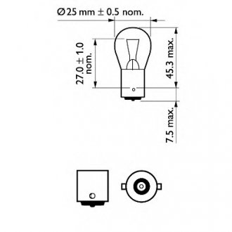 Лампа накаливания, фонарь указателя поворота, Лампа накаливания, фонарь сигнала торможения, Лампа накаливания, задняя противотуманная фара, Лампа накаливания, фара заднего хода, Лампа накаливания, Лампа накаливания, фонарь указателя поворота, Лампа н Philips 12445CP (фото 1)