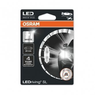 Лампа светодиодная C5W 12V 1W SV8.5 LEDriving SL (31mm) OSRAM 6438DWP-01B (фото 1)