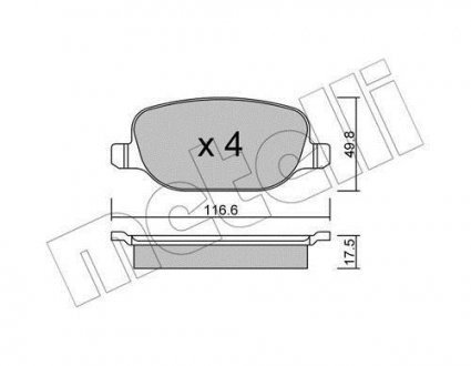 Комплект тормозных колодок, дисковый тормоз Metelli 22-0704-0