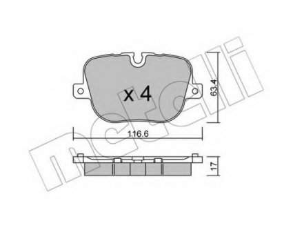 Комплект тормозных колодок, дисковый тормоз Metelli 22-0837-0 (фото 1)