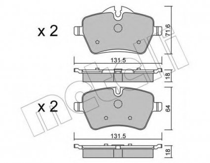 Комплект тормозных колодок, дисковый тормоз Metelli 22-0768-0