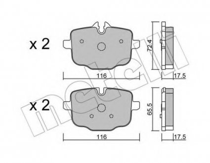 Комплект тормозных колодок, дисковый тормоз Metelli 22-0921-0