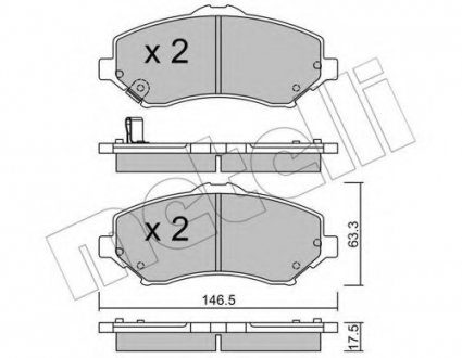 Комплект тормозных колодок, дисковый тормоз Metelli 22-0862-0