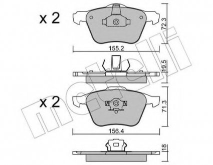 Комплект тормозных колодок, дисковый тормоз Metelli 22-0833-0 (фото 1)