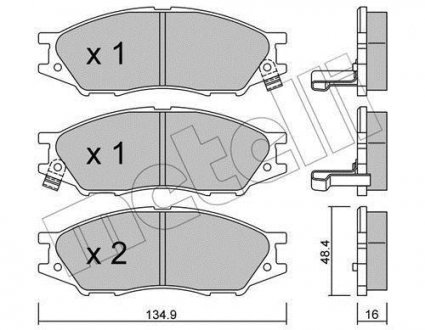 Комплект тормозных колодок, дисковый тормоз Metelli 22-0810-0