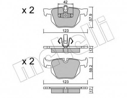 Комплект тормозных колодок, дисковый тормоз Metelli 22-0643-0
