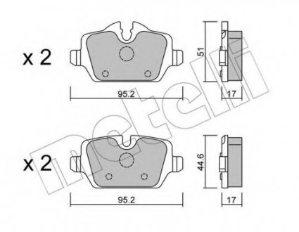 Комплект тормозных колодок, дисковый тормоз Metelli 22-0641-0 (фото 1)