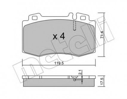 Комплект тормозных колодок, дисковый тормоз Metelli 22-0563-0 (фото 1)