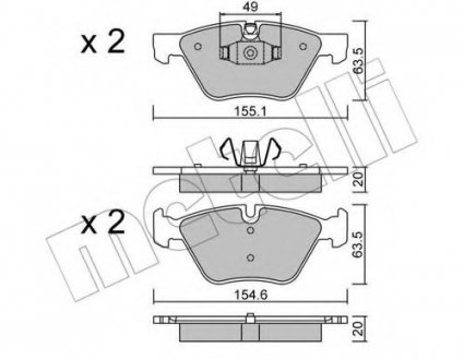 Комплект тормозных колодок, дисковый тормоз Metelli 22-0557-5