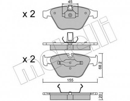 Комплект тормозных колодок, дисковый тормоз Metelli 22-0558-4