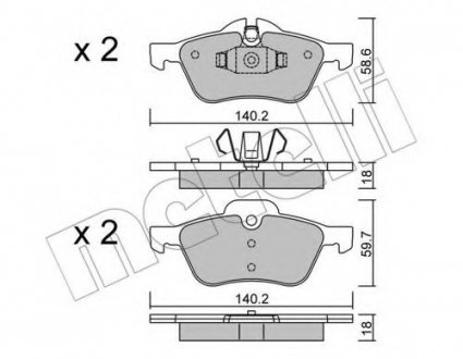 Комплект тормозных колодок, дисковый тормоз Metelli 22-0555-0
