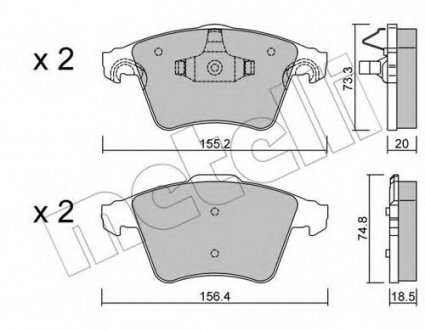 Комплект тормозных колодок, дисковый тормоз Metelli 22-0552-3