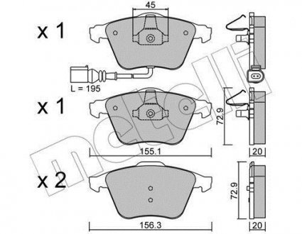 Комплект тормозных колодок, дисковый тормоз Metelli 22-0549-4