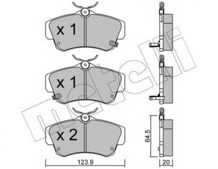 Комплект тормозных колодок, дисковый тормоз Metelli 22-0521-0