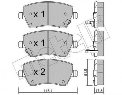 Комплект тормозных колодок, дисковый тормоз Metelli 22-0485-2