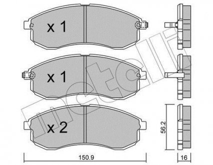 Комплект тормозных колодок, дисковый тормоз Metelli 22-0482-0