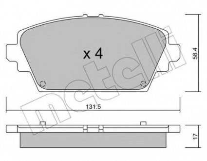 Комплект тормозных колодок, дисковый тормоз Metelli 22-0464-0 (фото 1)