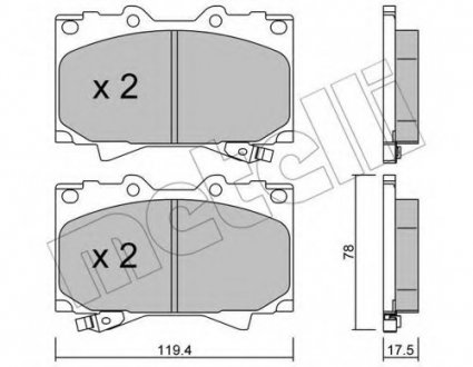 Комплект тормозных колодок, дисковый тормоз Metelli 22-0452-0 (фото 1)