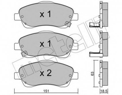 Комплект тормозных колодок, дисковый тормоз Metelli 22-0450-0 (фото 1)