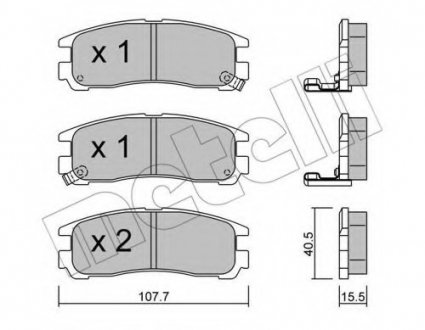 Комплект тормозных колодок, дисковый тормоз Metelli 22-0398-0 (фото 1)