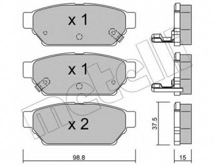 Комплект тормозных колодок, дисковый тормоз Metelli 22-0396-0