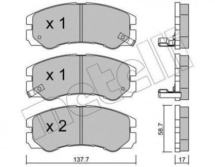 Комплект тормозных колодок, дисковый тормоз Metelli 22-0357-0 (фото 1)