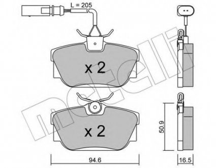 Комплект тормозных колодок, дисковый тормоз Metelli 22-0346-2