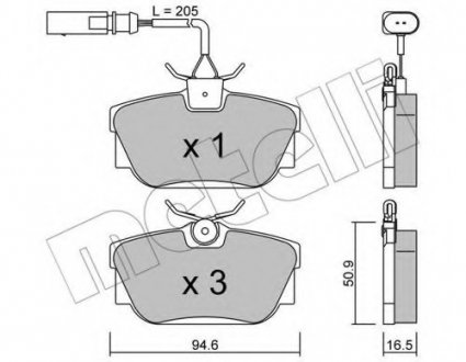 Комплект гальмівних колодок (дискових) Metelli 22-0346-1