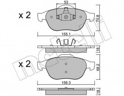 Комплект тормозных колодок, дисковый тормоз Metelli 22-0336-0