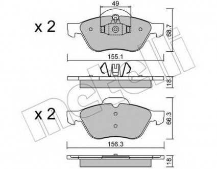 Комплект тормозных колодок, дисковый тормоз Metelli 22-0335-1 (фото 1)