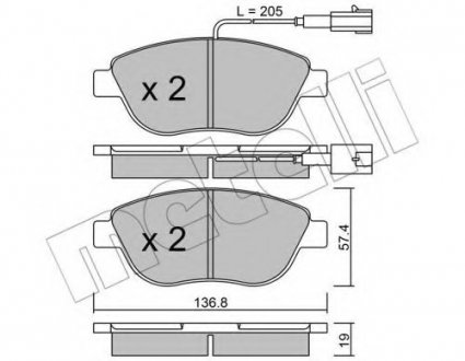 Комплект тормозных колодок, дисковый тормоз Metelli 22-0322-3