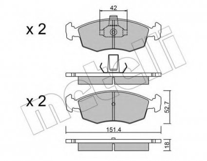 Комплект тормозных колодок, дисковый тормоз Metelli 22-0274-3