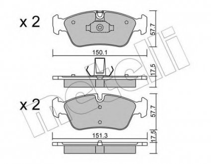 Комплект тормозных колодок, дисковый тормоз Metelli 22-0260-0