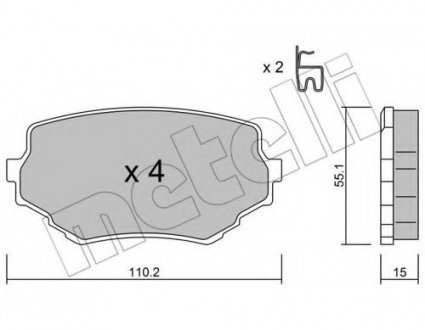 Комплект тормозных колодок, дисковый тормоз Metelli 22-0249-0 (фото 1)