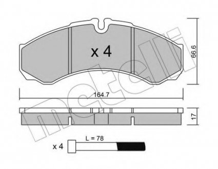 Комплект тормозных колодок, дисковый тормоз Metelli 22-0212-3 (фото 1)