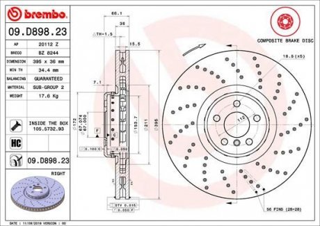 Гальмівний диск Brembo 09.D898.23