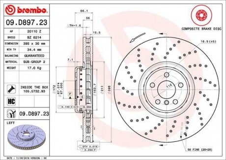 Гальмівний диск Brembo 09.D897.23