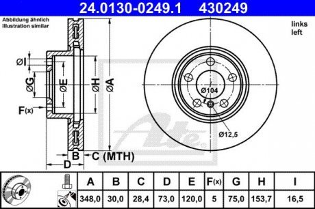 TARCZA HAM.PRZOD LEWA BMW ATE 24.0130-0249.1