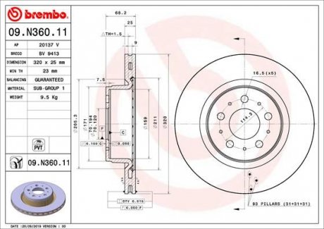 Гальмівний диск Brembo 09.N360.11