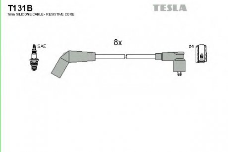 Комплект высоковольтных проводов TESLA T131B