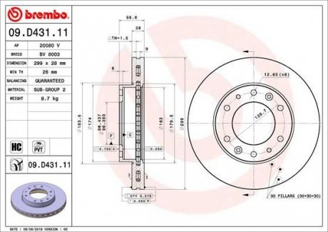 Гальмівний диск Brembo 09.D431.11