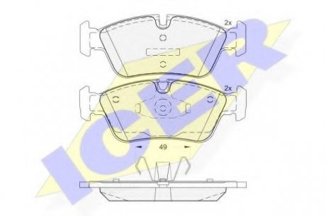 Комплект тормозных колодок, дисковый тормоз ICER ICER Brakes 181698