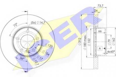 Тормозной диск ICER ICER Brakes 78BD1972-2