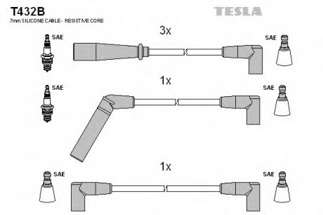 Комплект кабелiв запалювання TESLA T432B