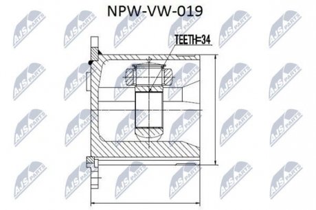 Шарнир равных угловых скоростей NTY NPW-VW-019 (фото 1)