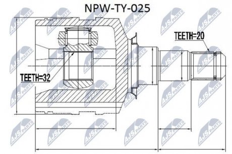 Шарнир равных угловых скоростей NTY NPW-TY-025