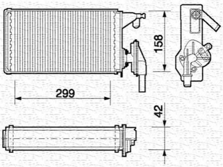 Теплообменник, отопление салона Magneti Marelli 350218063000